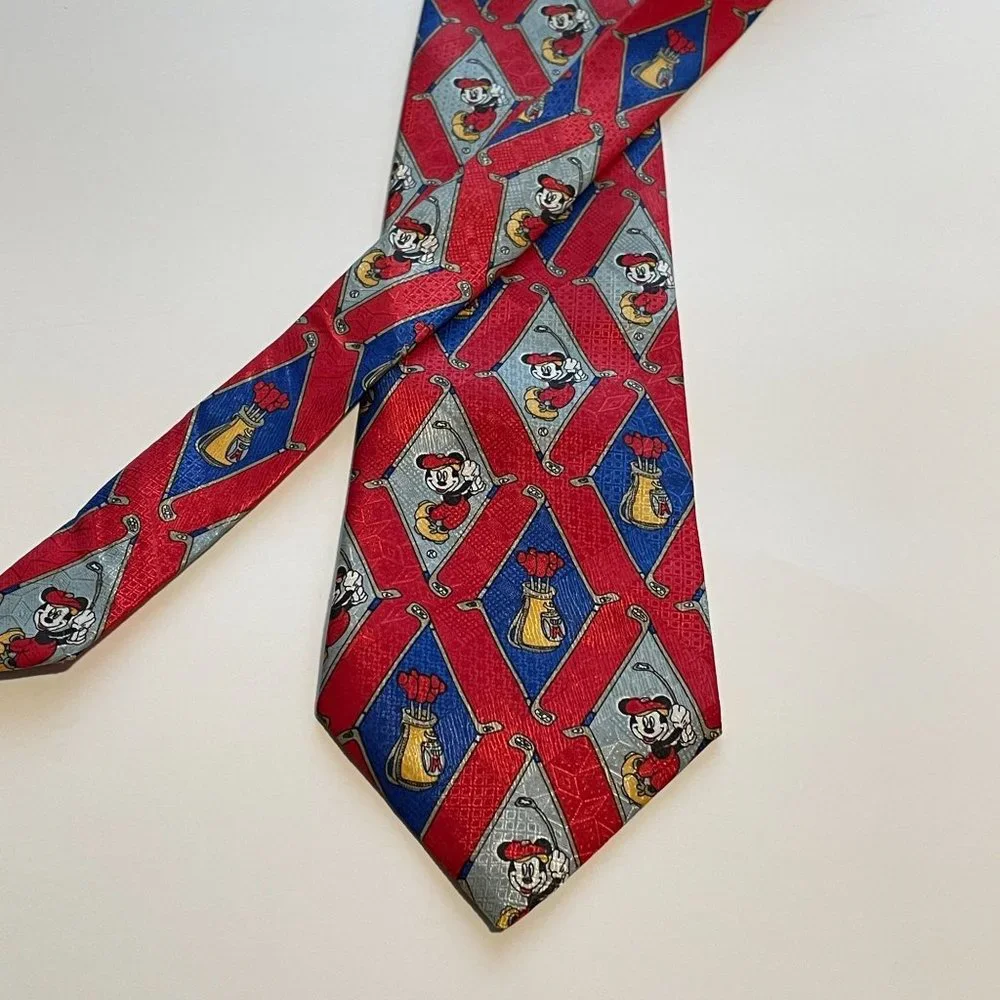 Mickey Mouse Golf‎ Men's Tie Disney Mickey Unlimited 100% Polyester Red Italy